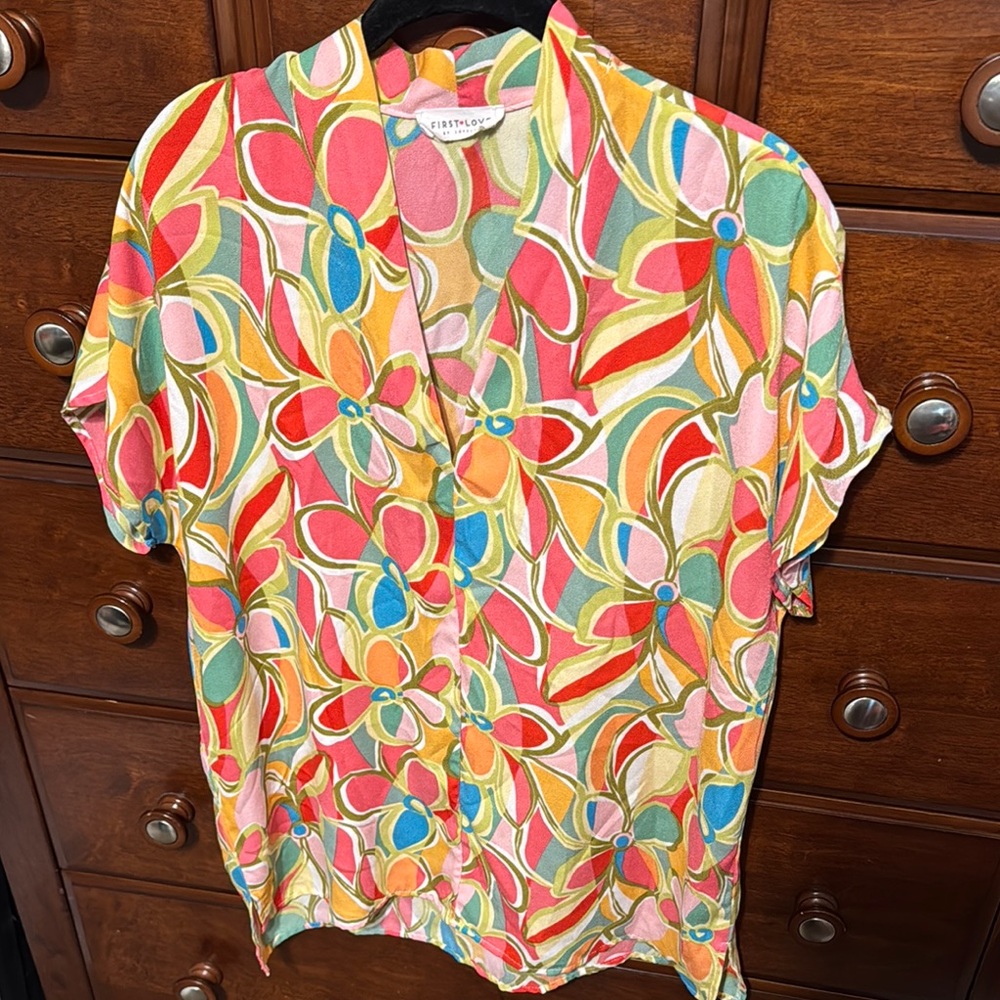First Love Colorful Floral Blouse